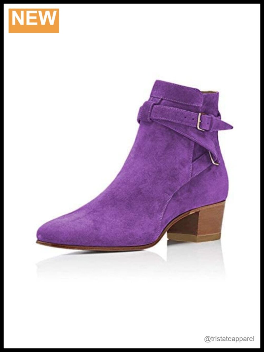 Faux Suede Low Heel Ankle Booties Pull On Cowgirl Boots with Buckle
